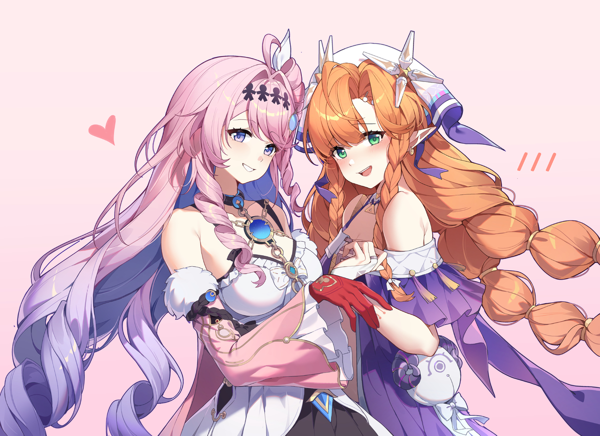 This is a pixiv picture whose title is 🩷🧡=•ㅅ＜=).