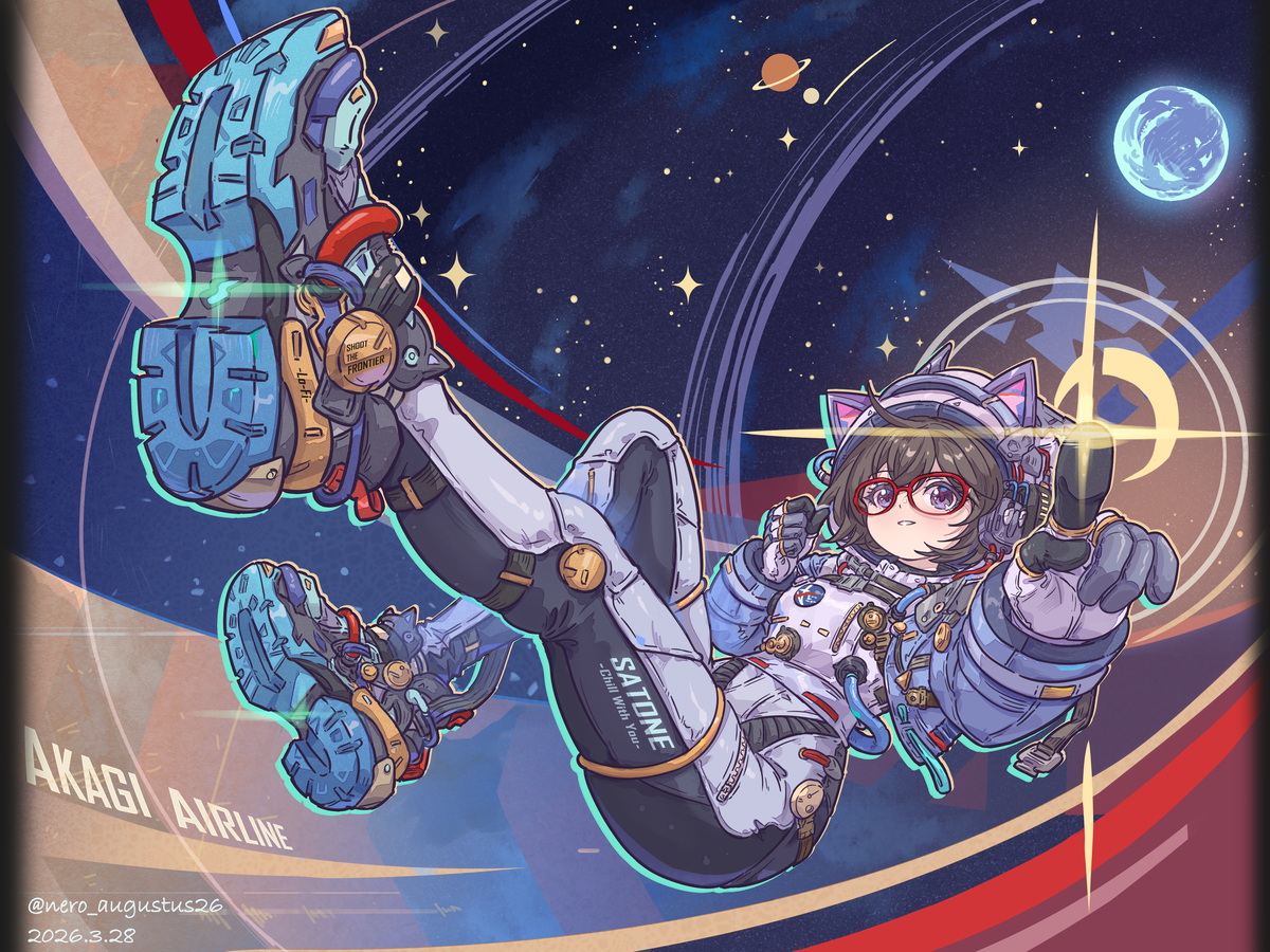 This is a pixiv picture whose title is 【Chill With You】航天服聪音.
