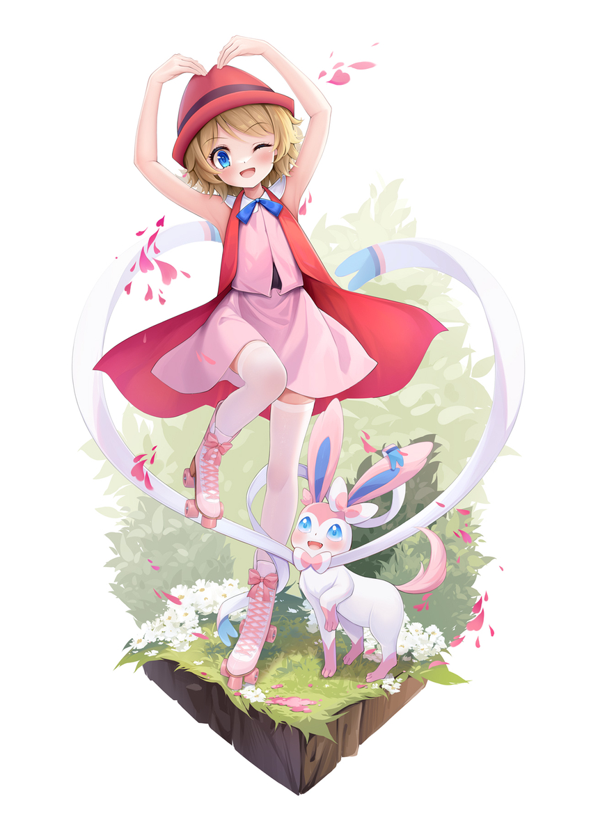 This is a pixiv picture whose title is 爱心莎莉娜和伊布.