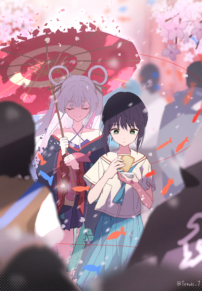 This is a pixiv picture whose title is 見守り.
