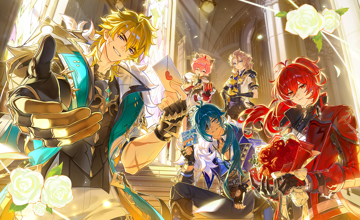 This is a pixiv picture whose title is 【原神】 ホワイトデーイラスト.