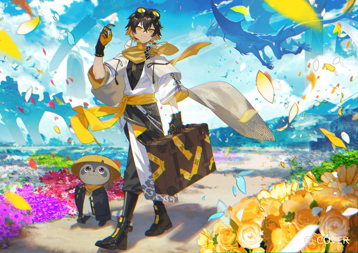 This is a pixiv picture whose title is 夜十神封魔さん4周年記念グッズイラスト.