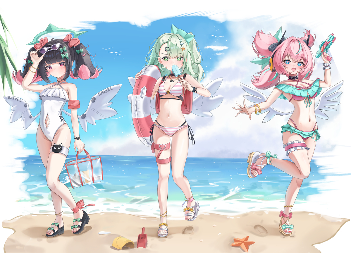 This is a pixiv picture whose title is Angels of Delusion (Swimsuit.