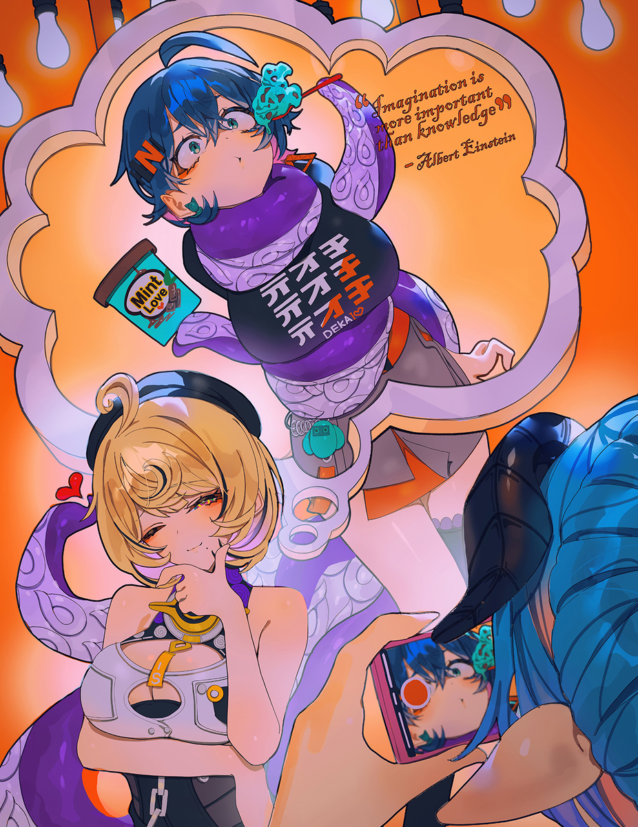 This is a pixiv picture whose title is 🤔💙.
