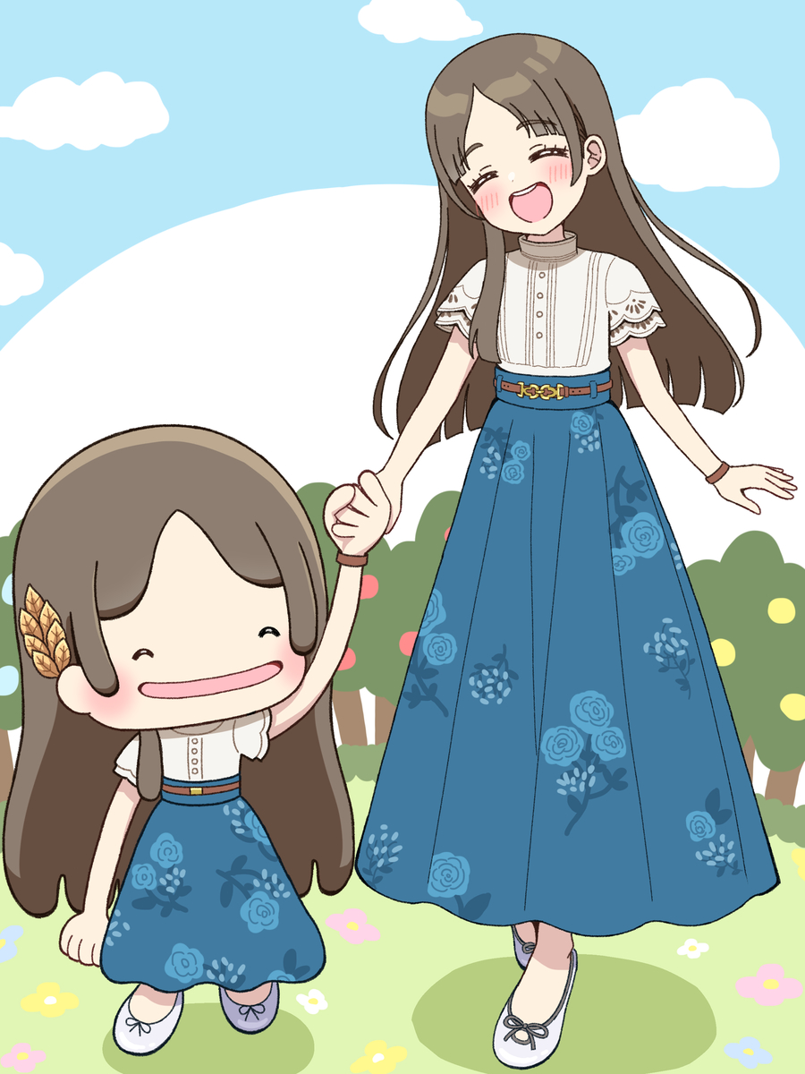 This is a pixiv picture whose title is 千奈＆ぽこあ千奈メタモン.