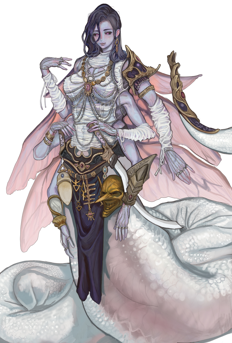 This is a pixiv picture whose title is slaanesh worshipping void pirate.