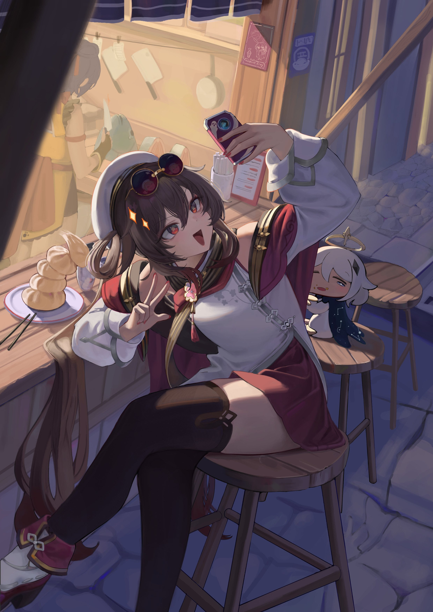 This is a pixiv picture whose title is HuTao 🧧.