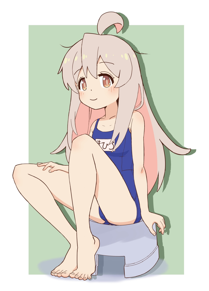 This is a pixiv picture whose title is 旧スク水お兄ちゃん.