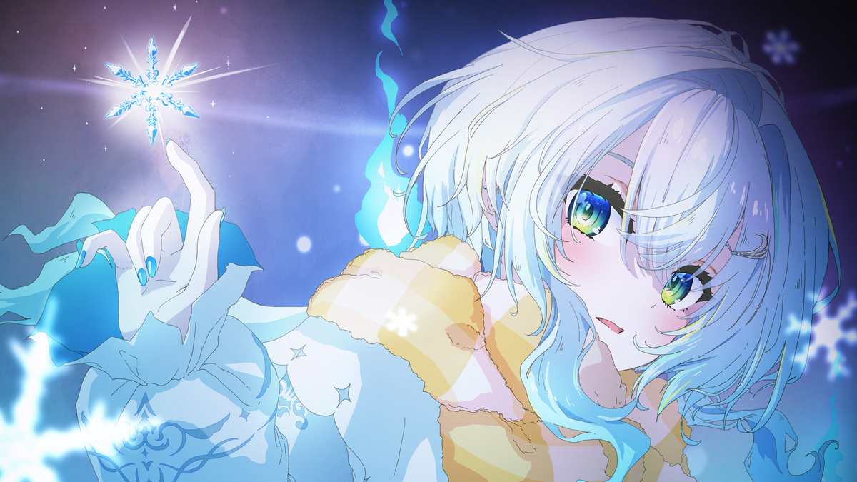 This is a pixiv picture whose title is 【仕事絵】幽音しの2nd single 『SNOW』.