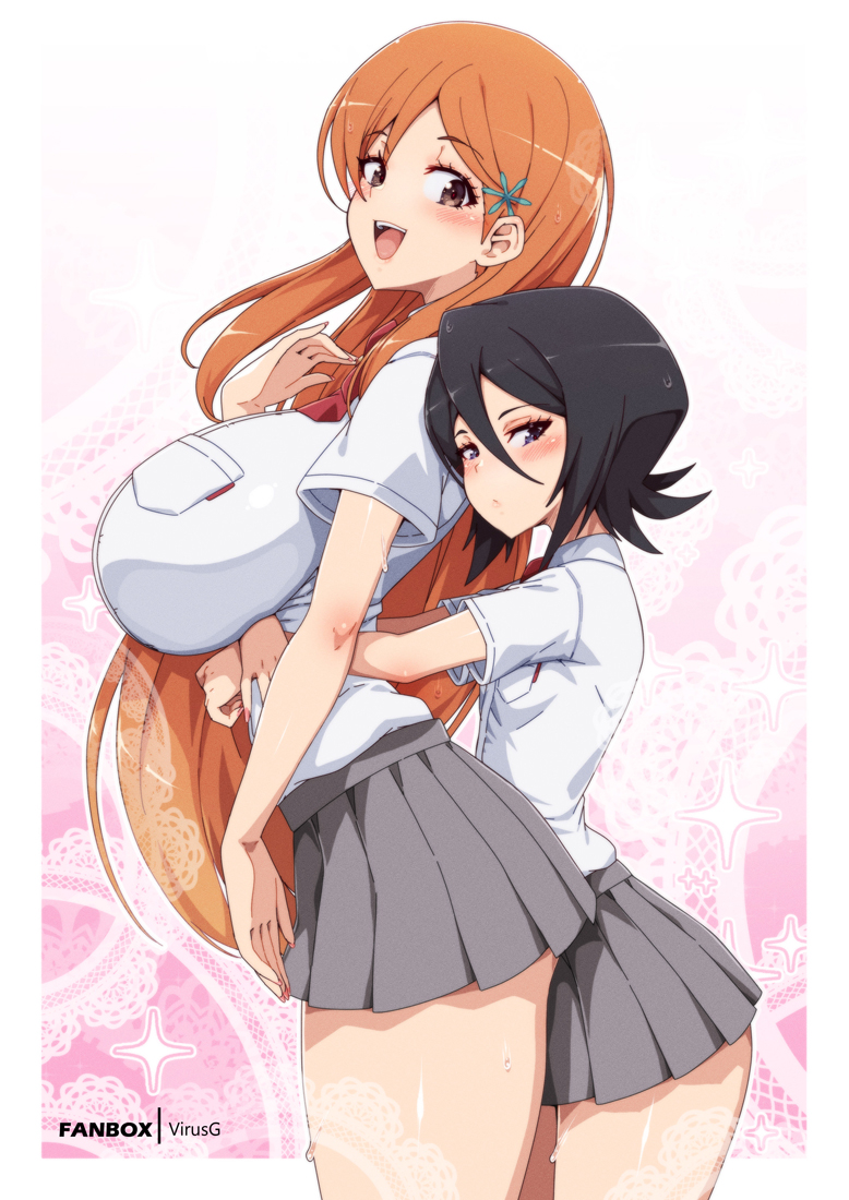 This is a pixiv picture whose title is Orihime x Rukia // BLEACH.