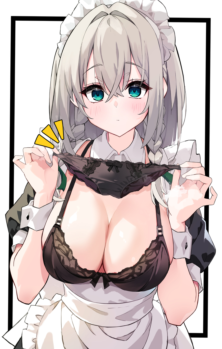 This is a pixiv picture whose title is 履いてたパンツを見せてくれる咲夜さん.