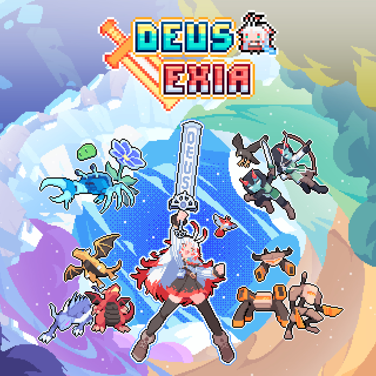 This is a pixiv picture whose title is 【自作ゲーム】Deus Exia.