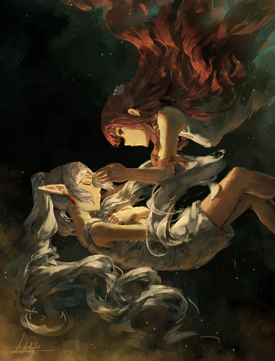 This is a pixiv picture whose title is Frieren and Fern.