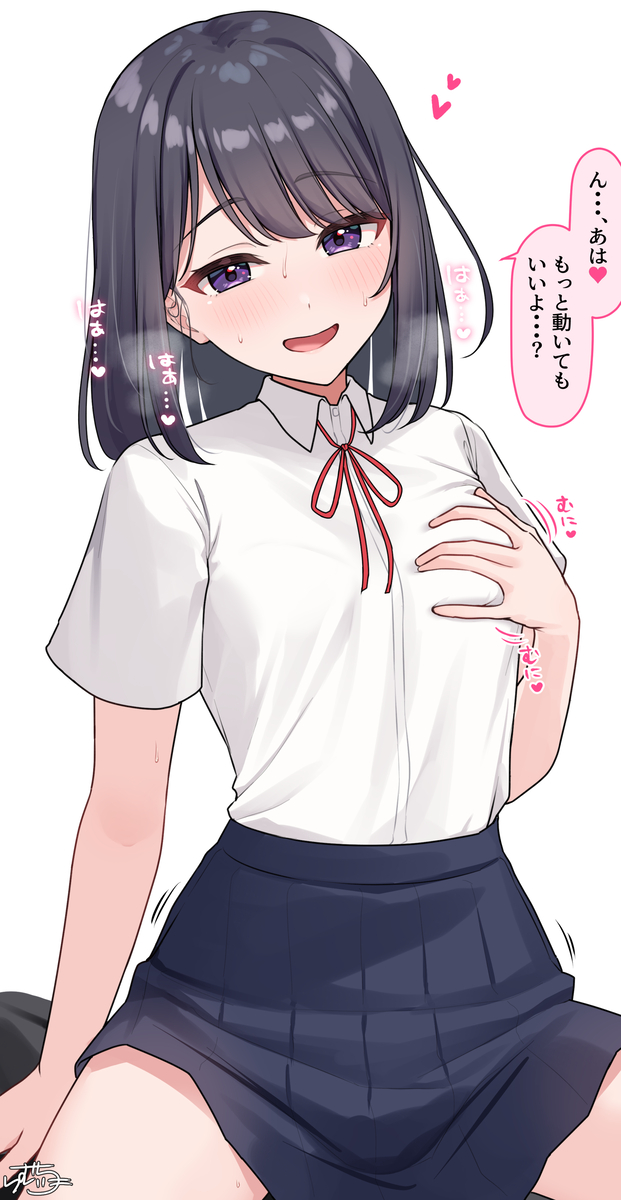 This is a pixiv picture whose title is 運動（意味深）する 黒髪ちゃん.