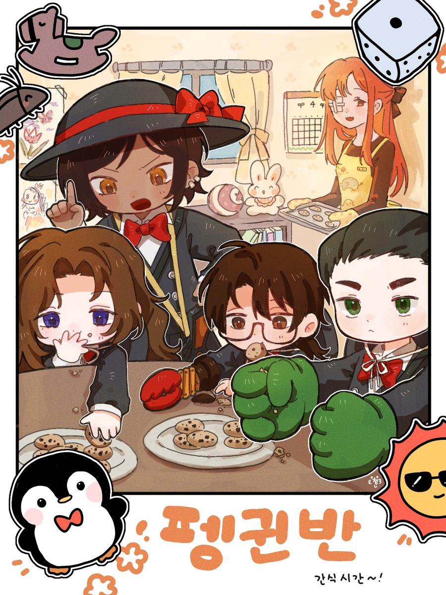 This is a pixiv picture whose title is 림버스유치원 펭귄반.