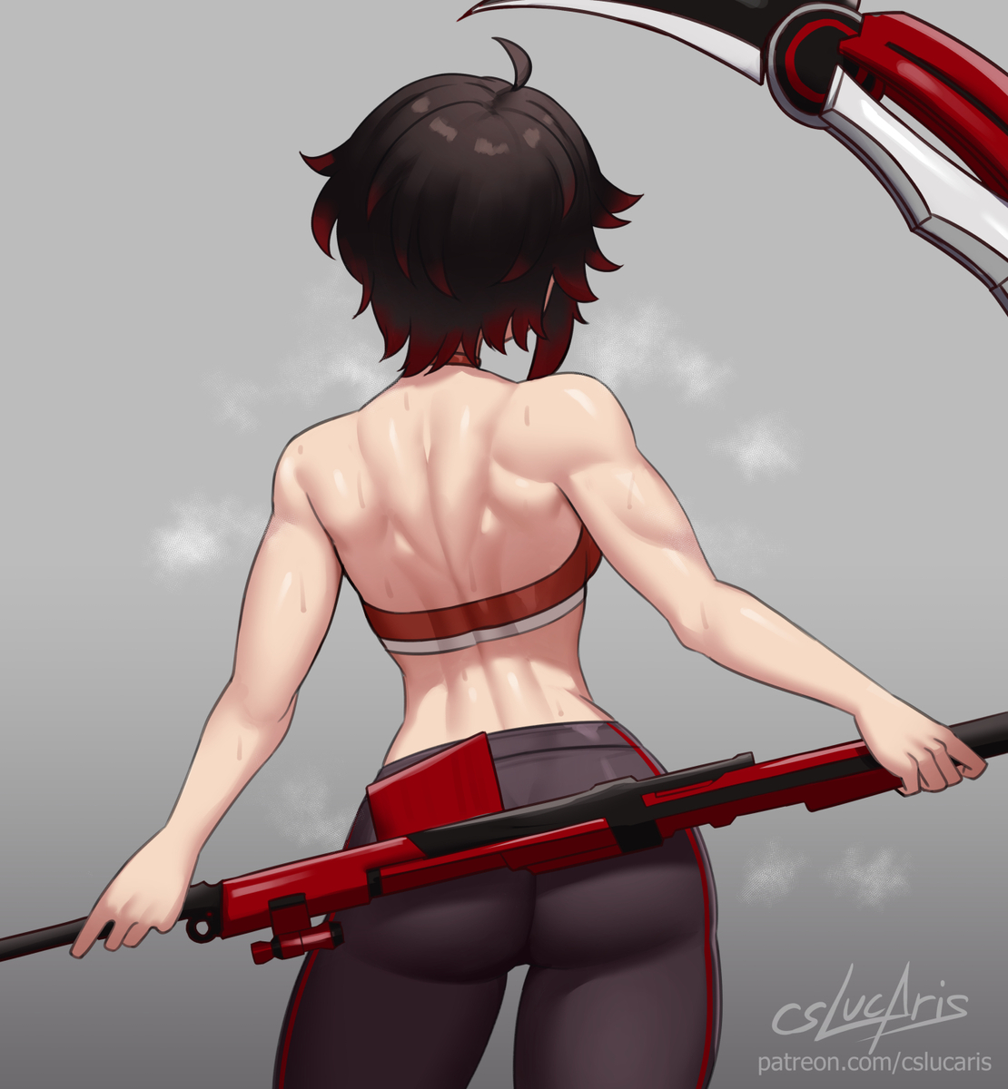 This is a pixiv picture whose title is Ruby Rose Back practice.
