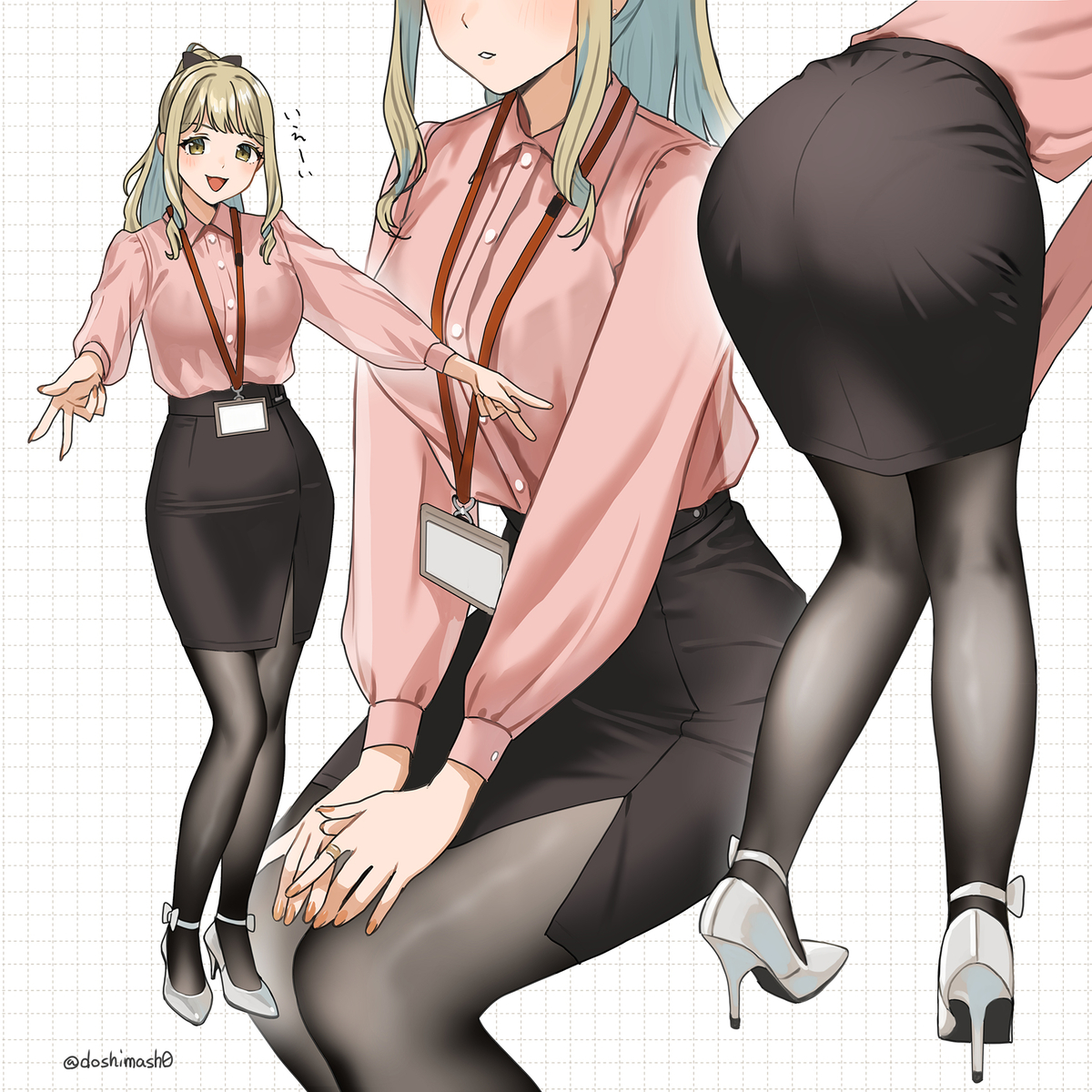 This is a pixiv picture whose title is ミカンちゃんのタイトスカート.