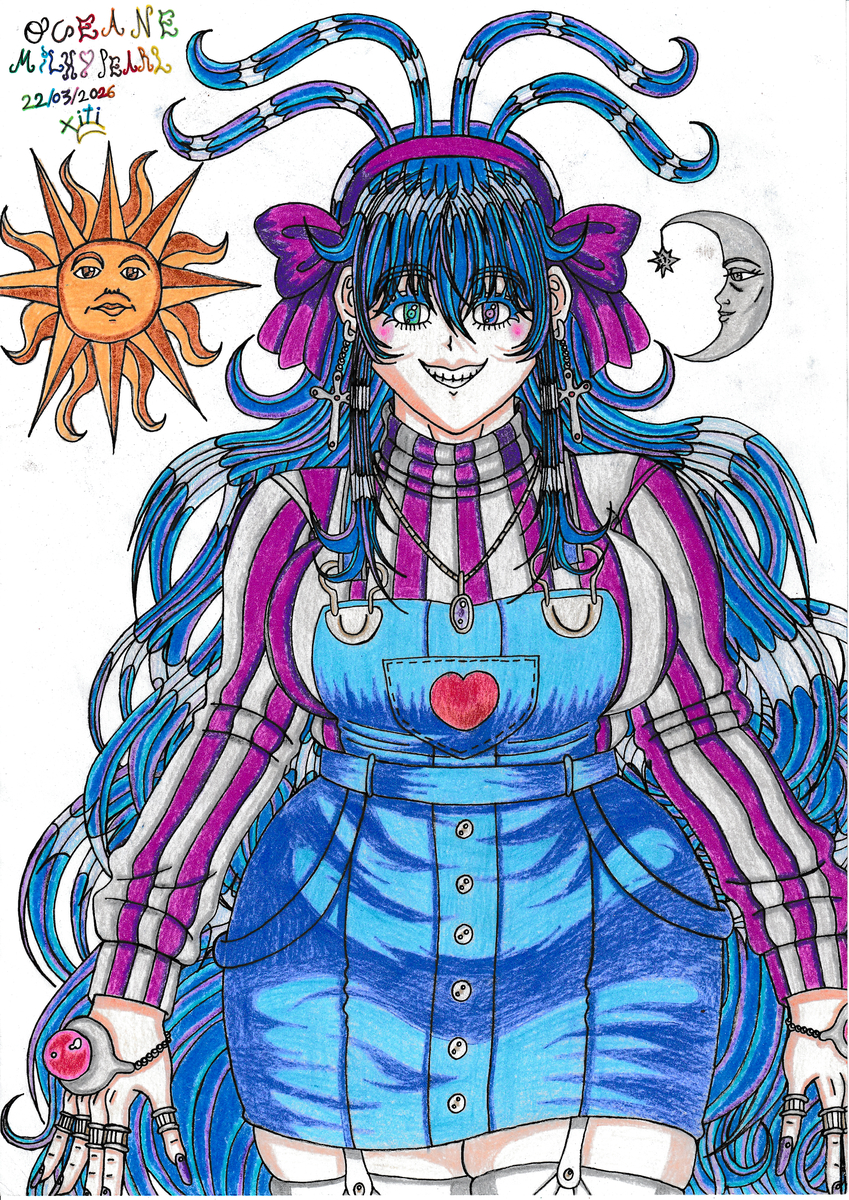 This is a pixiv picture whose title is オセアンミルキーパール💙🔮💅🏻🎀🪄💪🏻❤️‍🔥✝️⛪🌞🌕🧵🪡🏰.