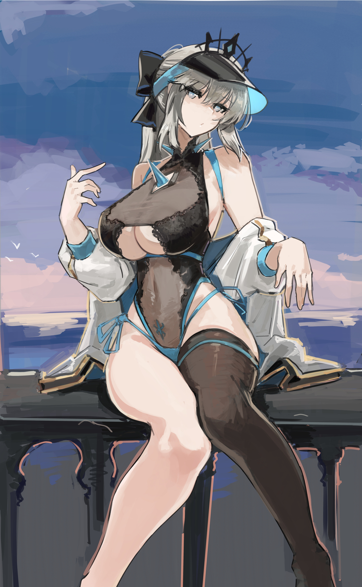 This is a pixiv picture whose title is 水着モルガン.