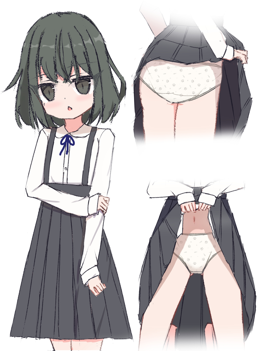 This is a pixiv picture whose title is 猫好き吊りスカートちゃん.
