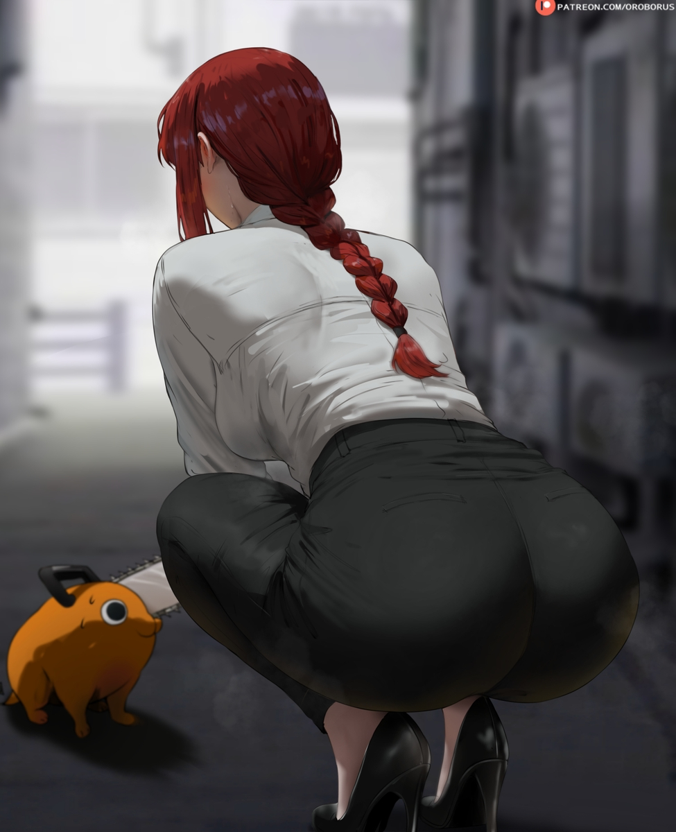 This is a pixiv picture whose title is Makima & Pochita.