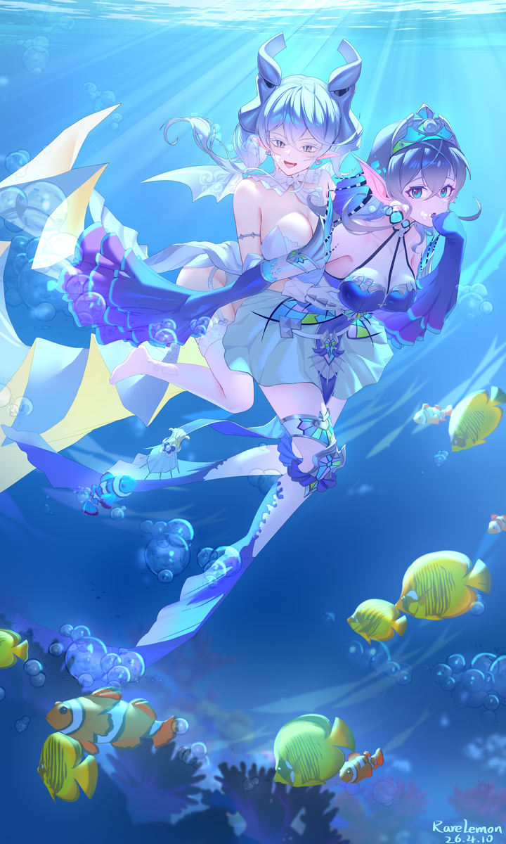 This is a pixiv picture whose title is 水下游览.