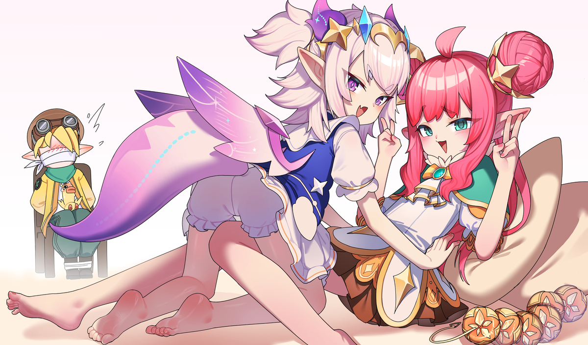 This is a pixiv picture whose title is 可丽希亚和芙蕾雅孵蛋中.