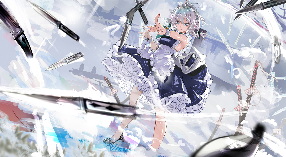 This is a pixiv picture whose title is 全攻撃の十六夜咲夜！.