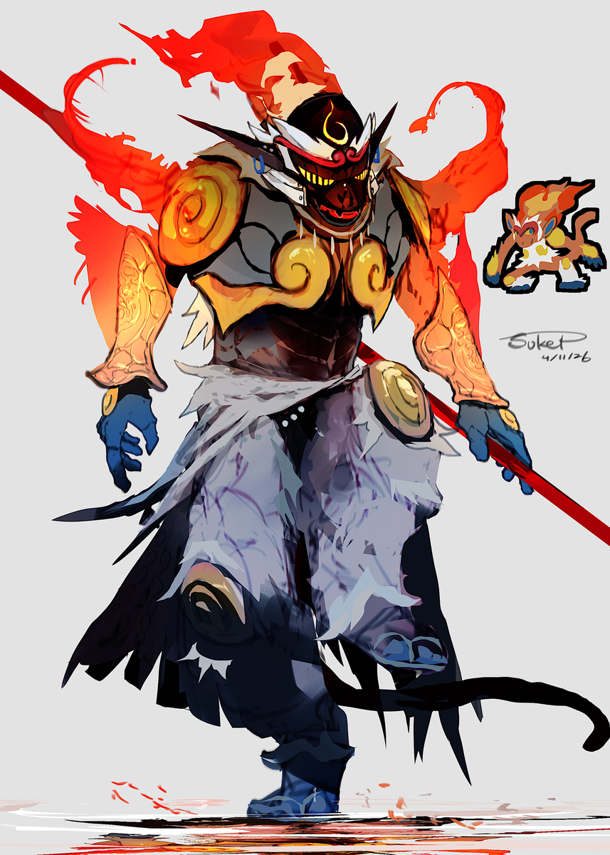 This is a pixiv picture whose title is ゴウカザルモチーフの騎士.