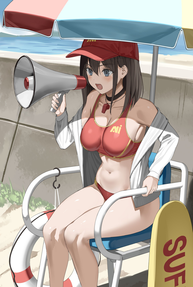This is a pixiv picture whose title is 風紀に厳しいライフセーバー.