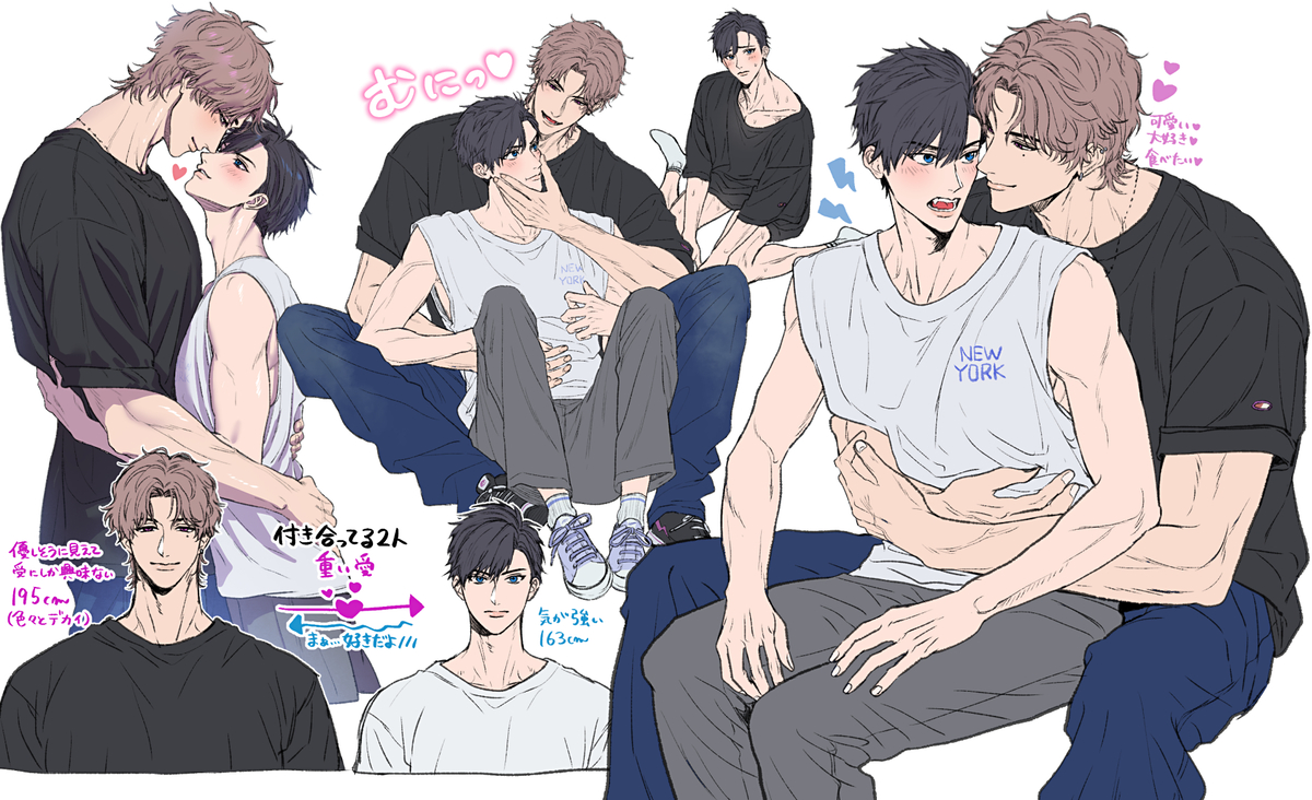 This is a pixiv picture whose title is 色々とデカい重い愛攻め×小さいツンデレ受け　キャララフ.