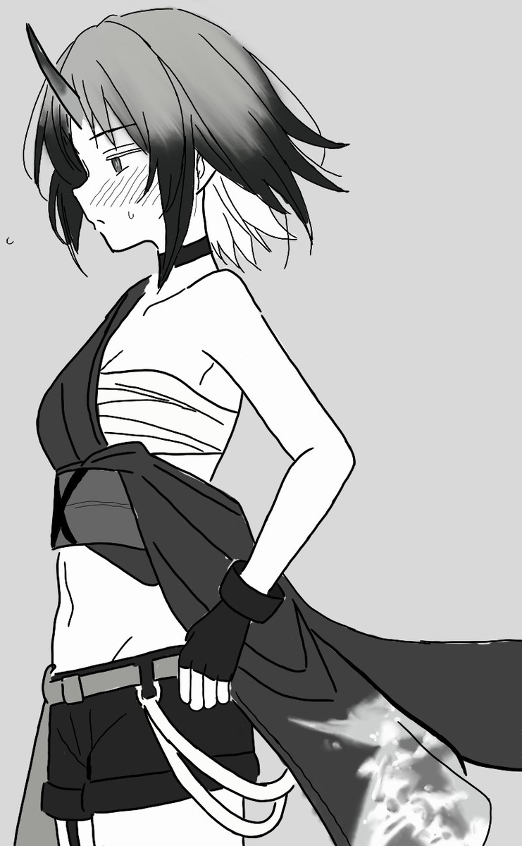 This is a pixiv picture whose title is 何個か描いた黒鬼彩葉さん概念のやつ.