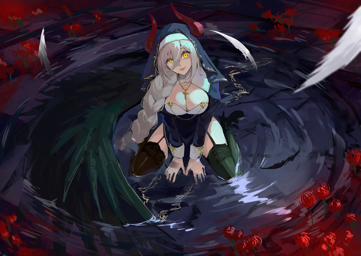 This is a pixiv picture whose title is 堕ちた聖職者.