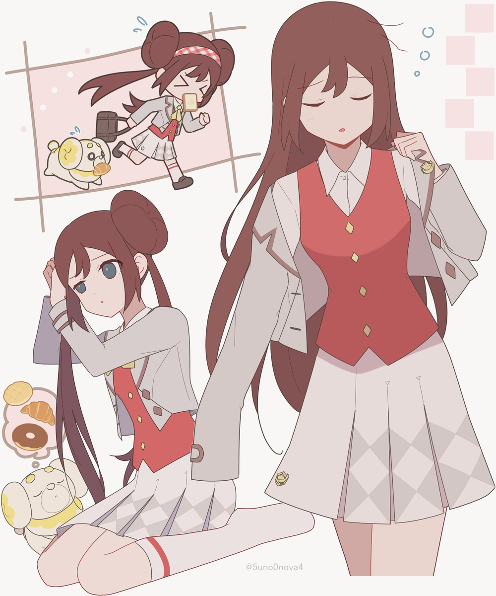 This is a pixiv picture whose title is 遅刻遅刻～💦🍞.