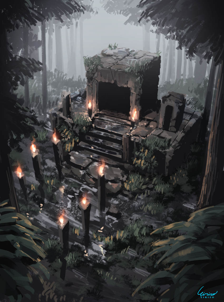 This is a pixiv picture whose title is 森遺跡.