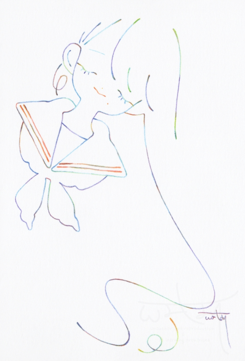 This is a pixiv picture whose title is 虹色鉛筆ドローイング.