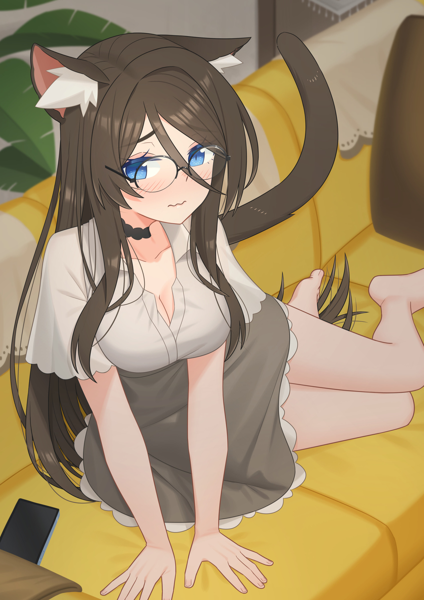 This is a pixiv picture whose title is 三人沙發.