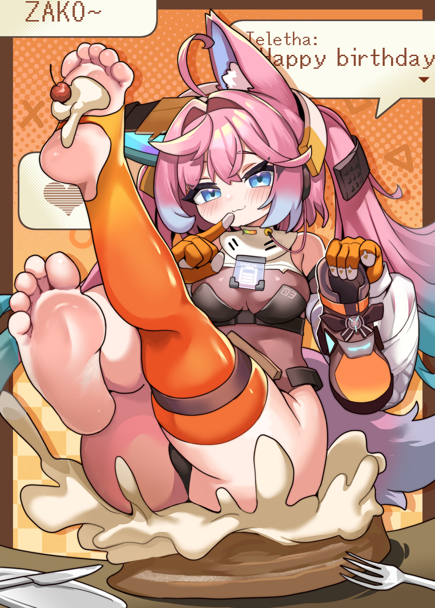 This is a pixiv picture whose title is 注意，图中有3种食物......