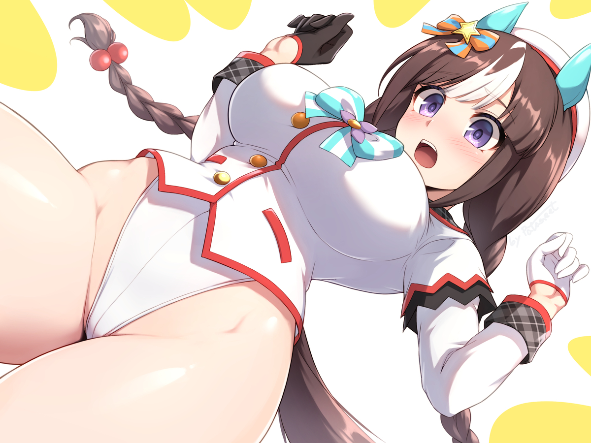 This is a pixiv picture whose title is 【依頼絵】雑に勝負服をミホノブルボン化するビーム.