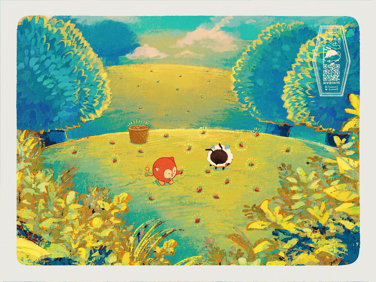 This is a pixiv picture whose title is 星イチゴを拾う日.