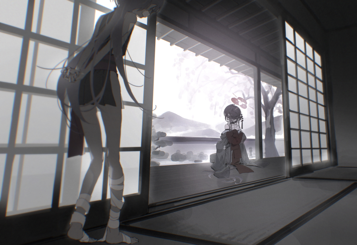 This is a pixiv picture whose title is 桜雨.
