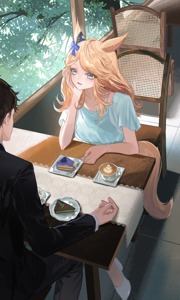 This is a pixiv picture whose title is 誕生日祝いはカフェテリアデートで！.