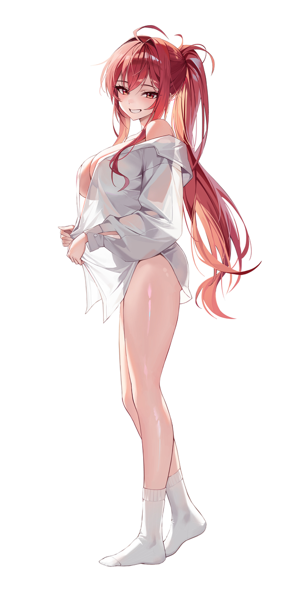This is a pixiv picture whose title is 「これ、誰の服だと思う？❤️ 」.