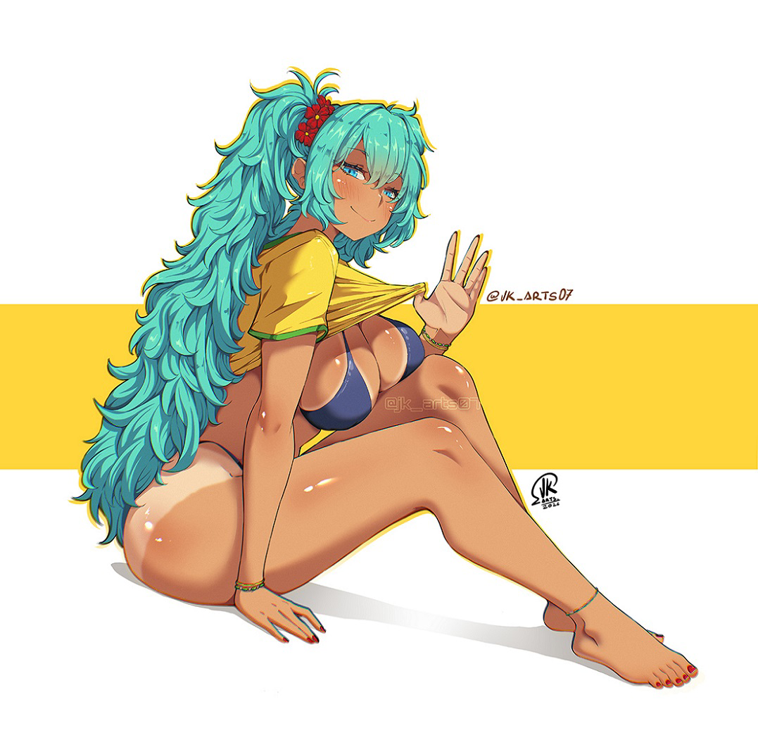 This is a pixiv picture whose title is Brazilian Miku.