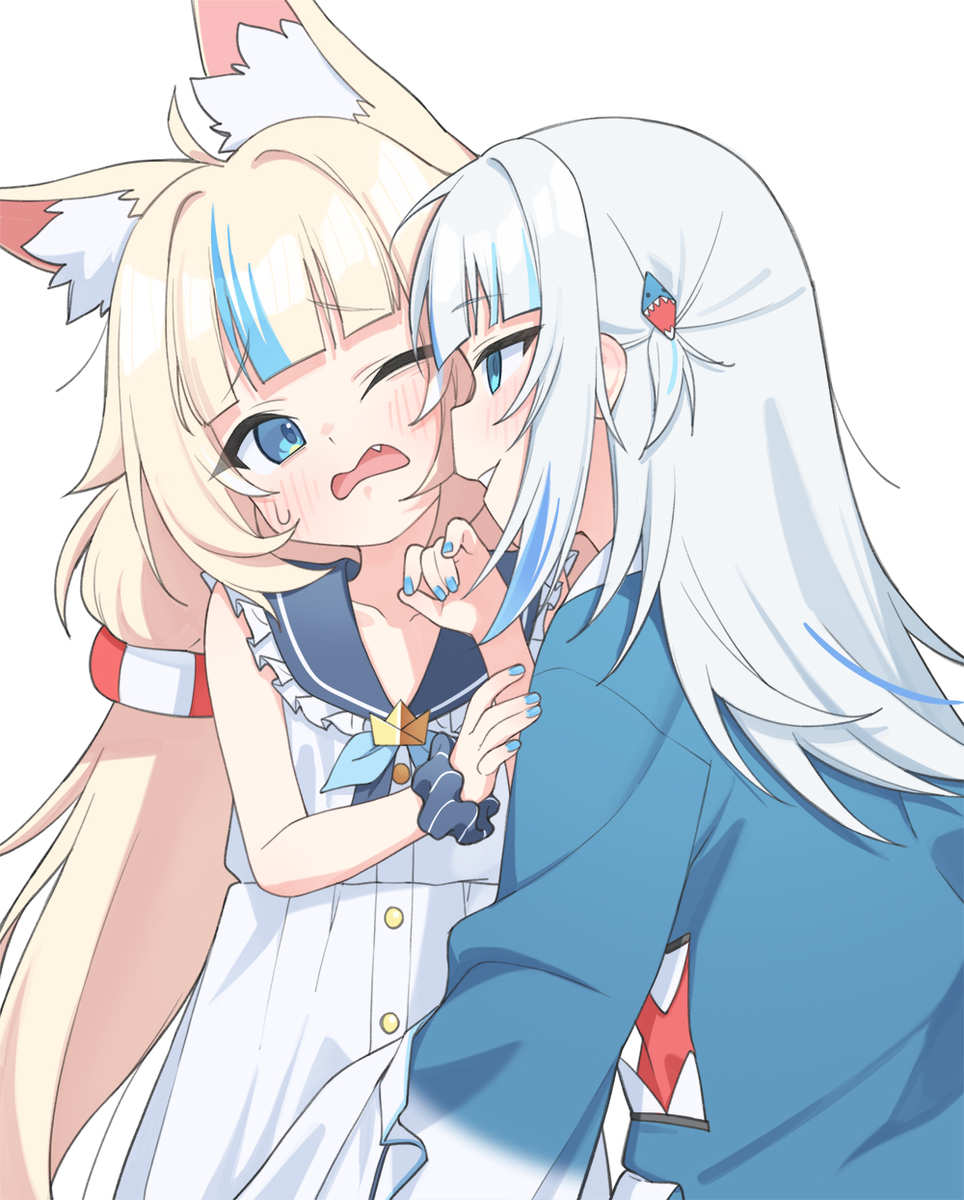 This is a pixiv picture whose title is 생선을 잡아먹는 상어.