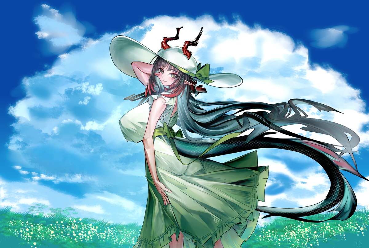 This is a pixiv picture whose title is 庄方宜 但是锦草连衣裙.