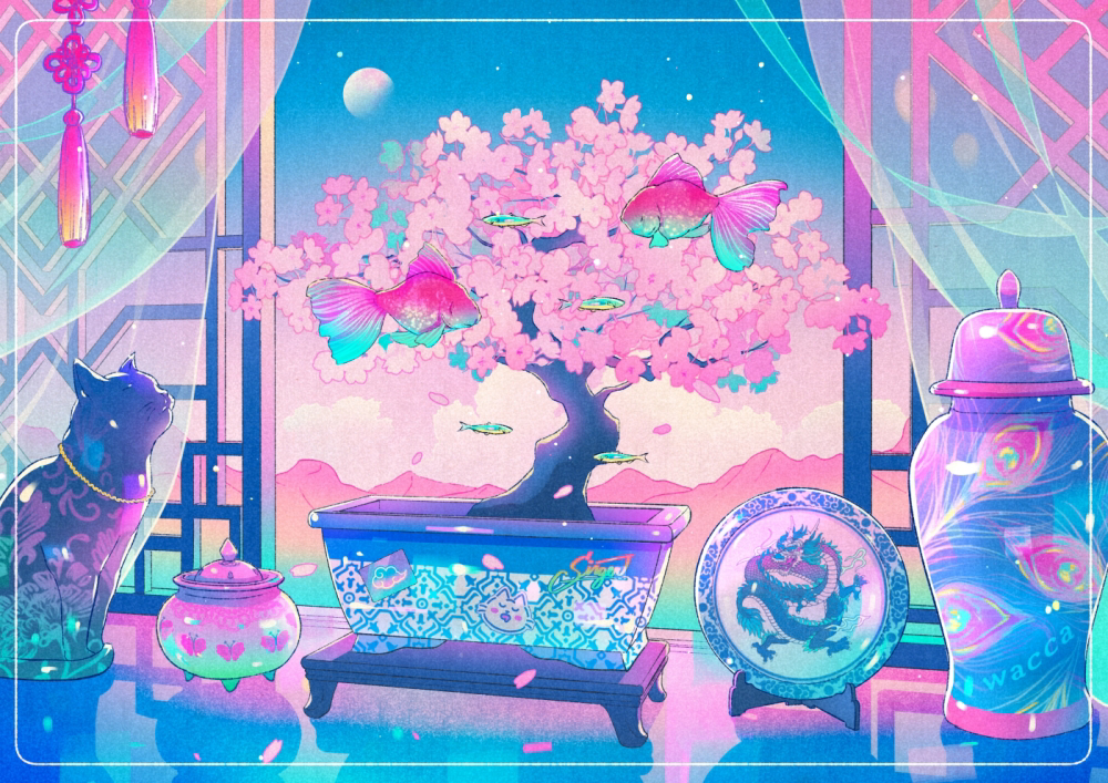 This is a pixiv picture whose title is 微睡みの春.