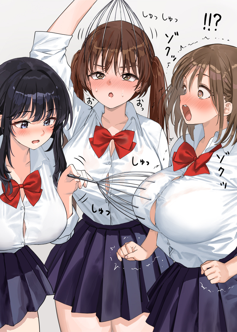 This is a pixiv picture whose title is ヘッドマッサージグッズを胸に使って未体験の感覚を味わう女の子.