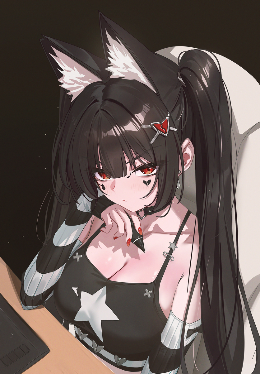 This is a pixiv picture whose title is Thinking cat.
