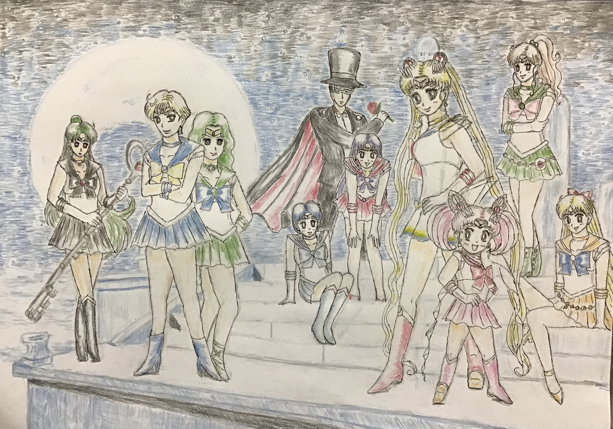 This is a pixiv picture whose title is 色鉛筆画セーラームーンS.